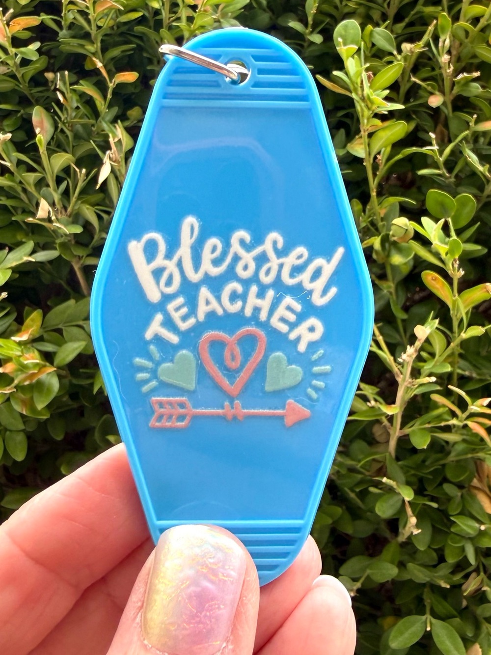 Vintage style motel key 3.5” keychain teacher-themed gift idea